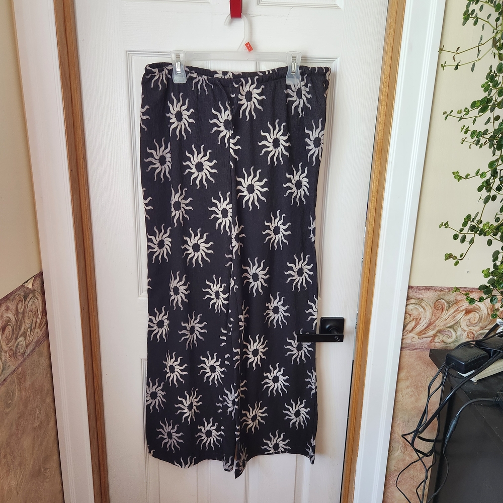 H&M Black and White Sun Patterned Sheer Pants